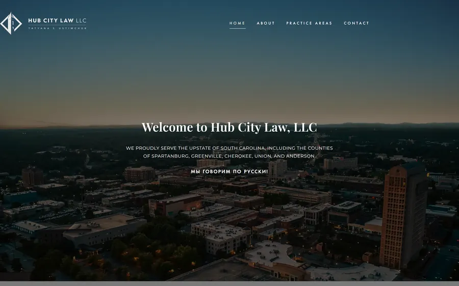 The Hub City Law website before: hubcitylawllc.com, captured October 2026