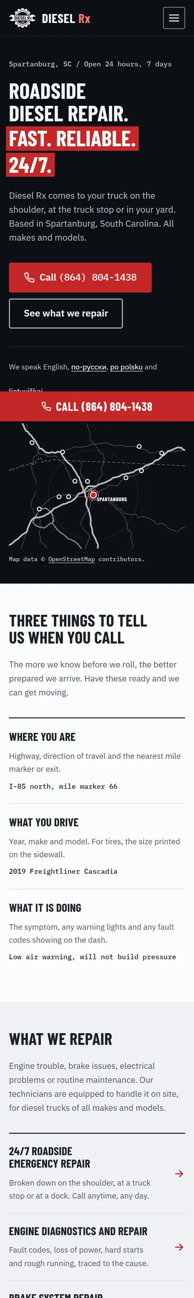 The same site on a phone