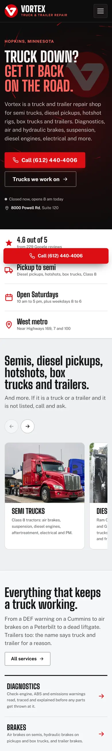 The same site on a phone