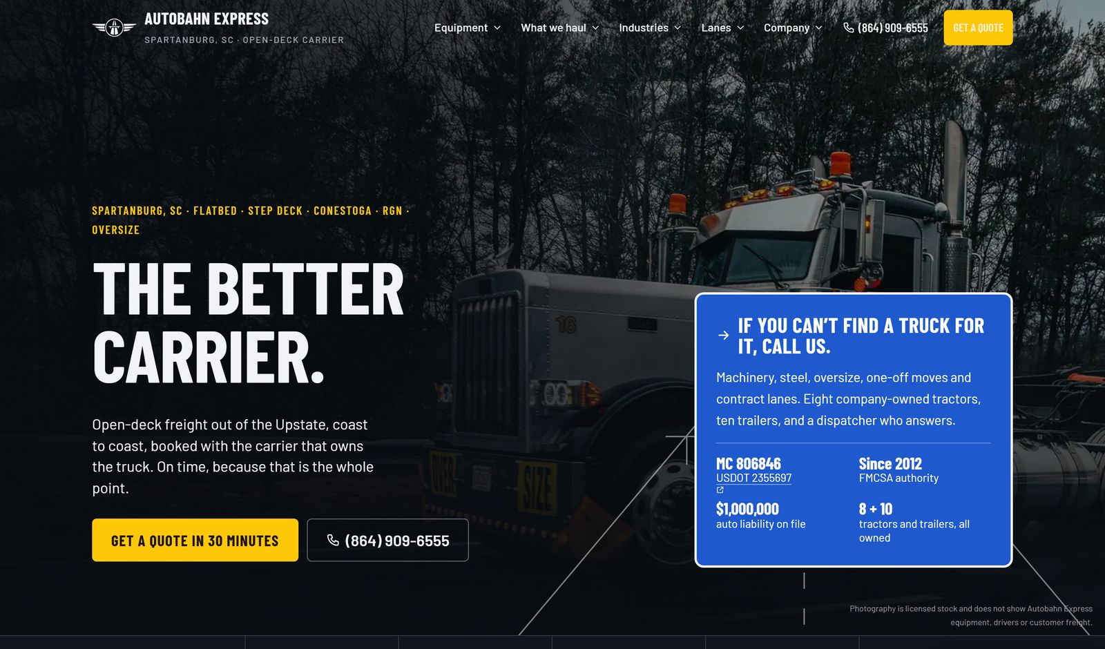 Home page of the Autobahn Express website