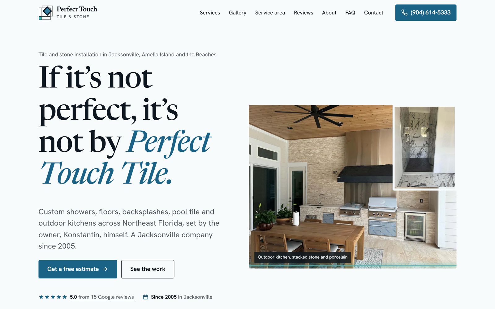 Home page of the Perfect Touch Tile website