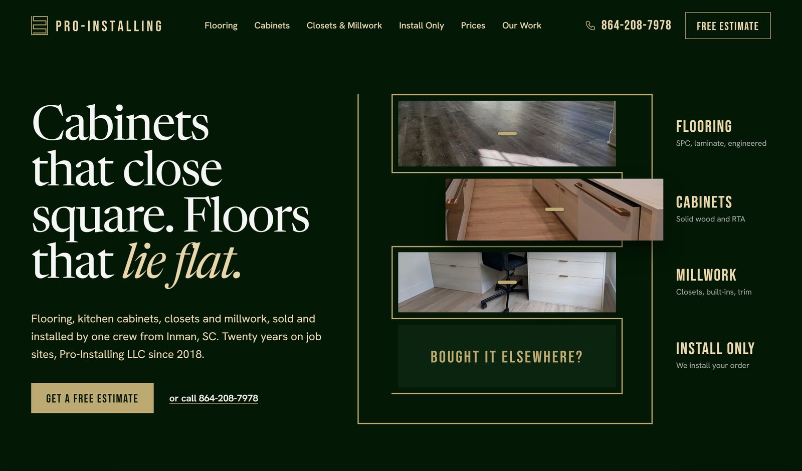 Home page of the Pro-Installing website